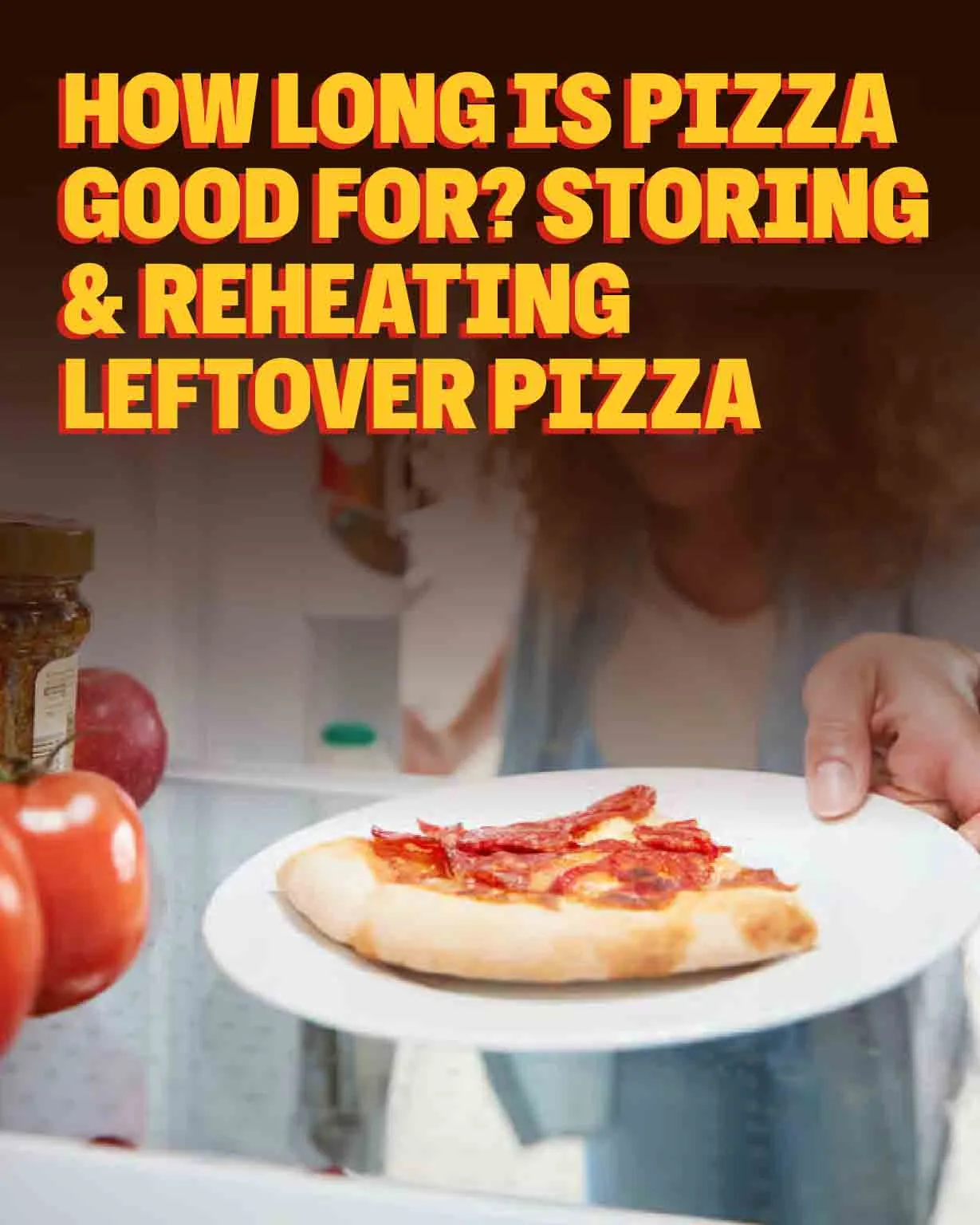 Leftover pizza slices stored in an airtight container for safe refrigeration.