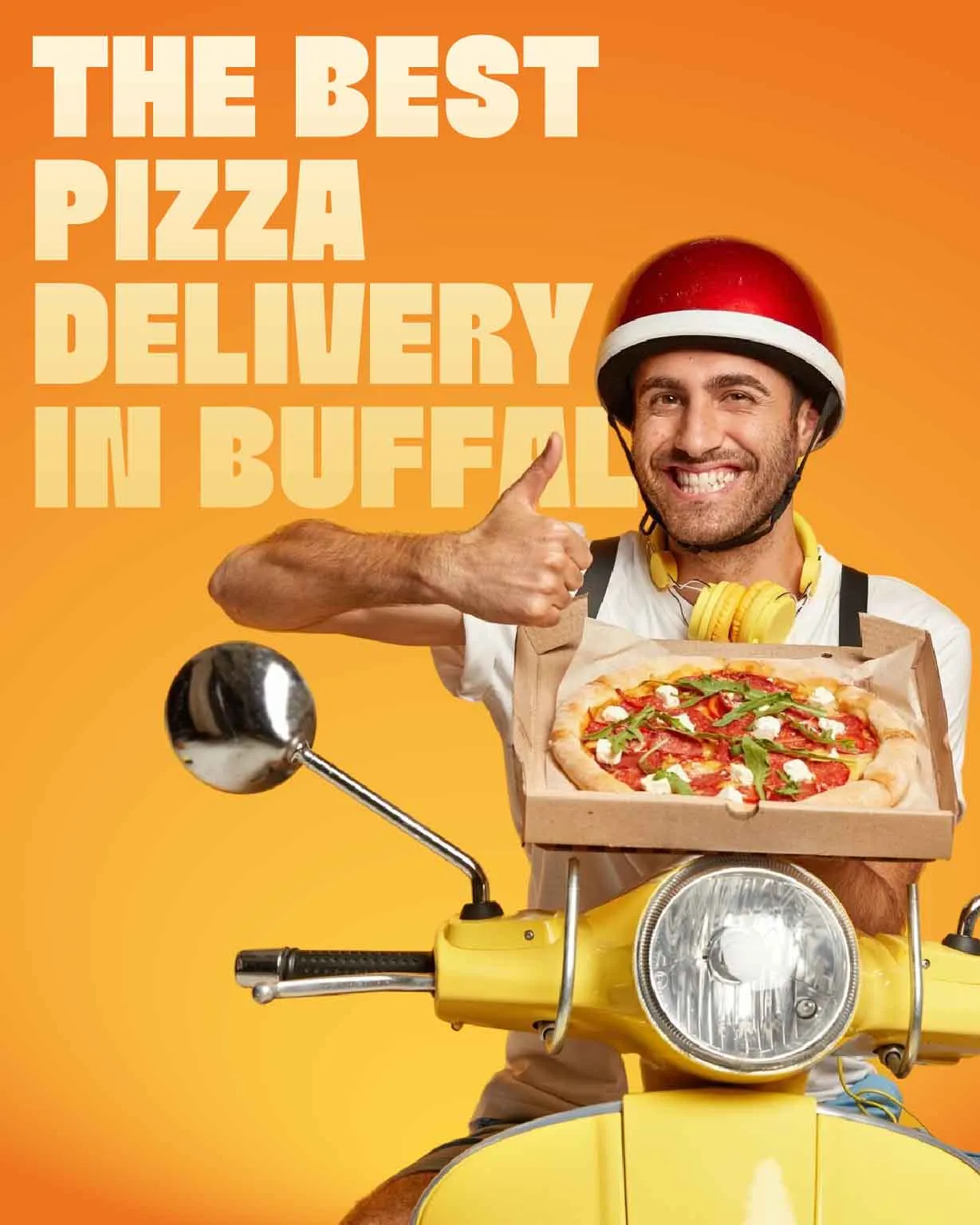 Fresh pizza delivered to a customer's home by a pizza delivery driver in Buffalo.